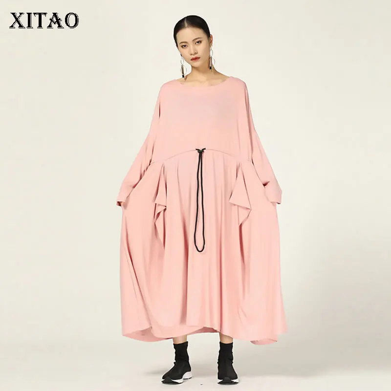 XITAO винтажное облегающее Платье макси с кулиской женская одежда 2019 лоскутное