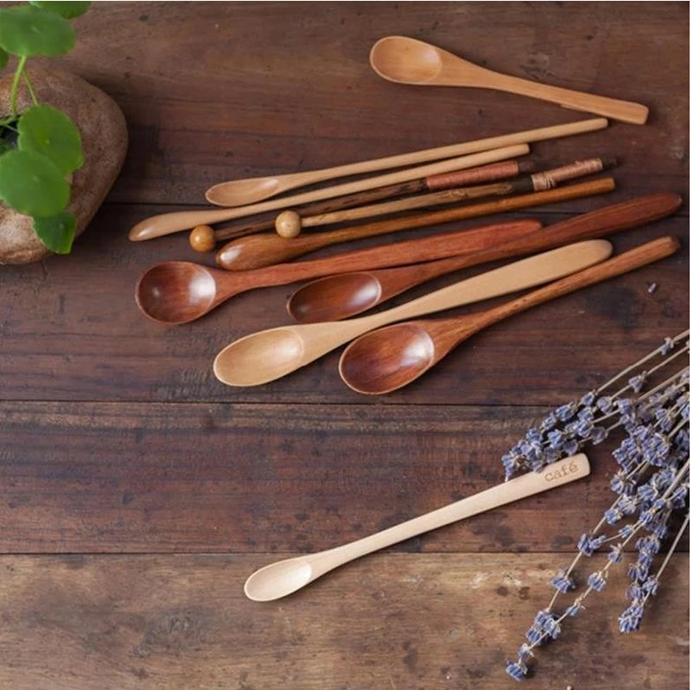 

Wooden Mixing Stirring Spoon Honey Spoon Coffee Spoon Mini Anti-scalding Spoon For Cake Dessert Home Hotel Kitchen Drinkware