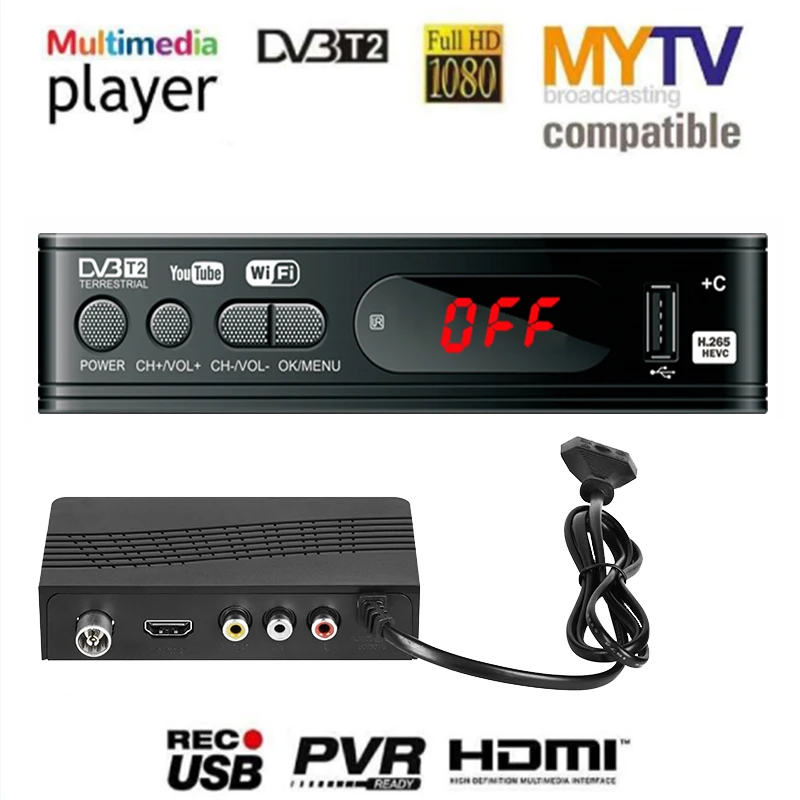 DVB-T2 TV Tuner VGA TV Box DVB T2 für Digital TV Empfänger Wifi Empfänger DVBT2 DVB-C Set-top Box H.265 HEVC AC3 HD DVB C Tuner