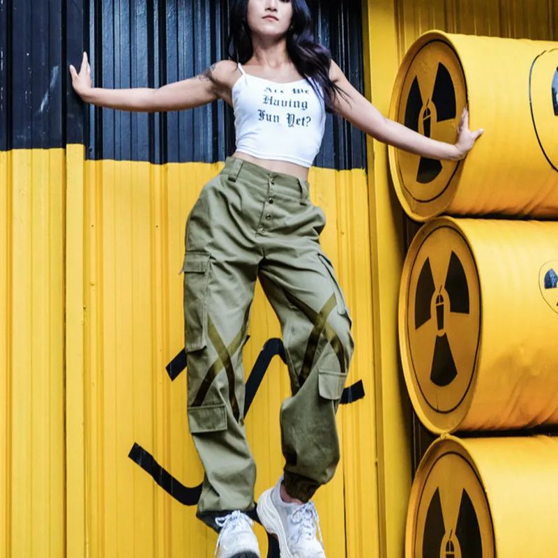 

XUXI Autumn 2020 Women Streetwear Trousers Fashion High Waist Thin Bundle Foot Tooling Pencil Pants Female Casual FZ2468