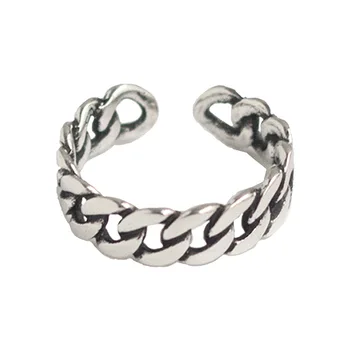 

Cuban Chain Ring Old Retro Open Adjuster Finger Ring Women Men Punk Jewelry