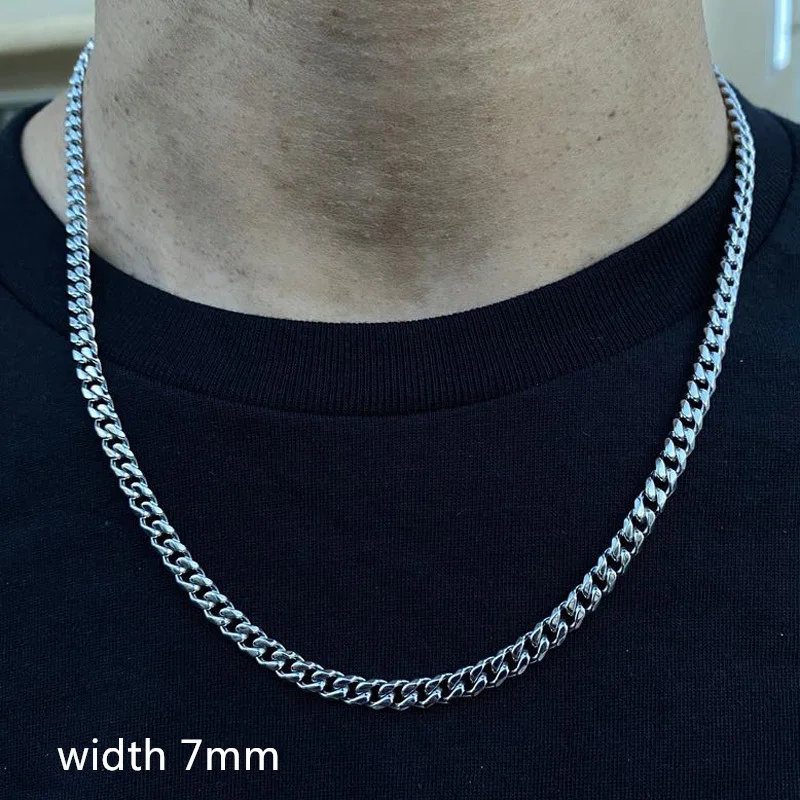2021 Fashion Hot Cuban Chain Necklace Men Handmade Simple Stainless Steel Link Chain Necklace For Men Jewelry Gift 