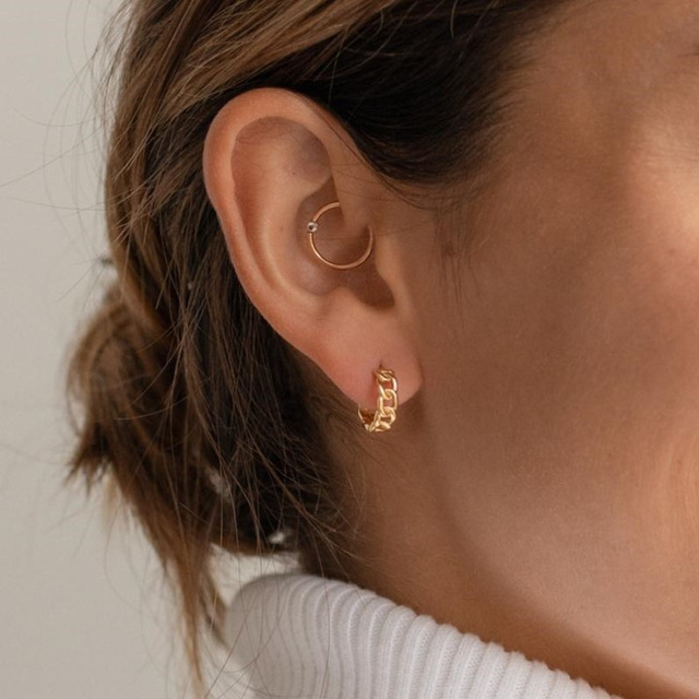 Hollow Chain Hoop Earrings For Women Gothic Geometric Gold Earrings Punk Statement Circle Earring Brincos Jewelry Girl