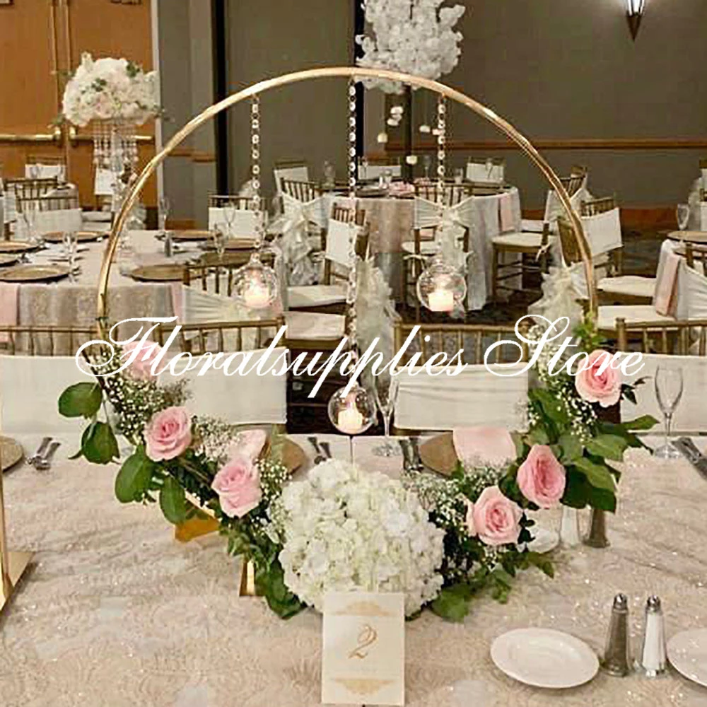 10pcs Flower Stand Wedding Centerpieces Metal Arch Backdrop Prop Gold Frame Round Floral Hoop Circle Table Decoration Party Diy Decorations Aliexpress