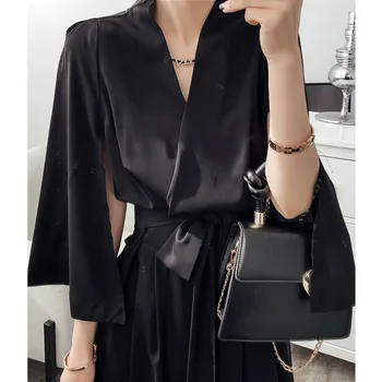 

XUXI 2020 Women New Spring Autumn Siamese Pants Temperament Fashionable Split High Waist Thin And Loose Sexy Jumpsuit FZ0744