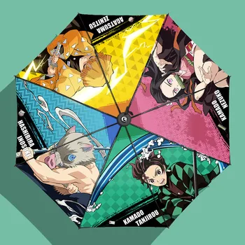 

Demon Slayer: Kimetsu no Yaiba Cartoon Folding Rain Sun Anti-UV Umbrella Parasol Collectible Personality Gift
