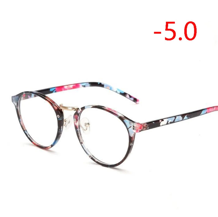 Ретро Круглые очки для глаз мужские и женские ультрасветлые при миопии очки при близорукости очки готовые-1-1,5-2-2,5-3-3,5-4-4,5-5-6 - Цвет оправы: Myopia 500