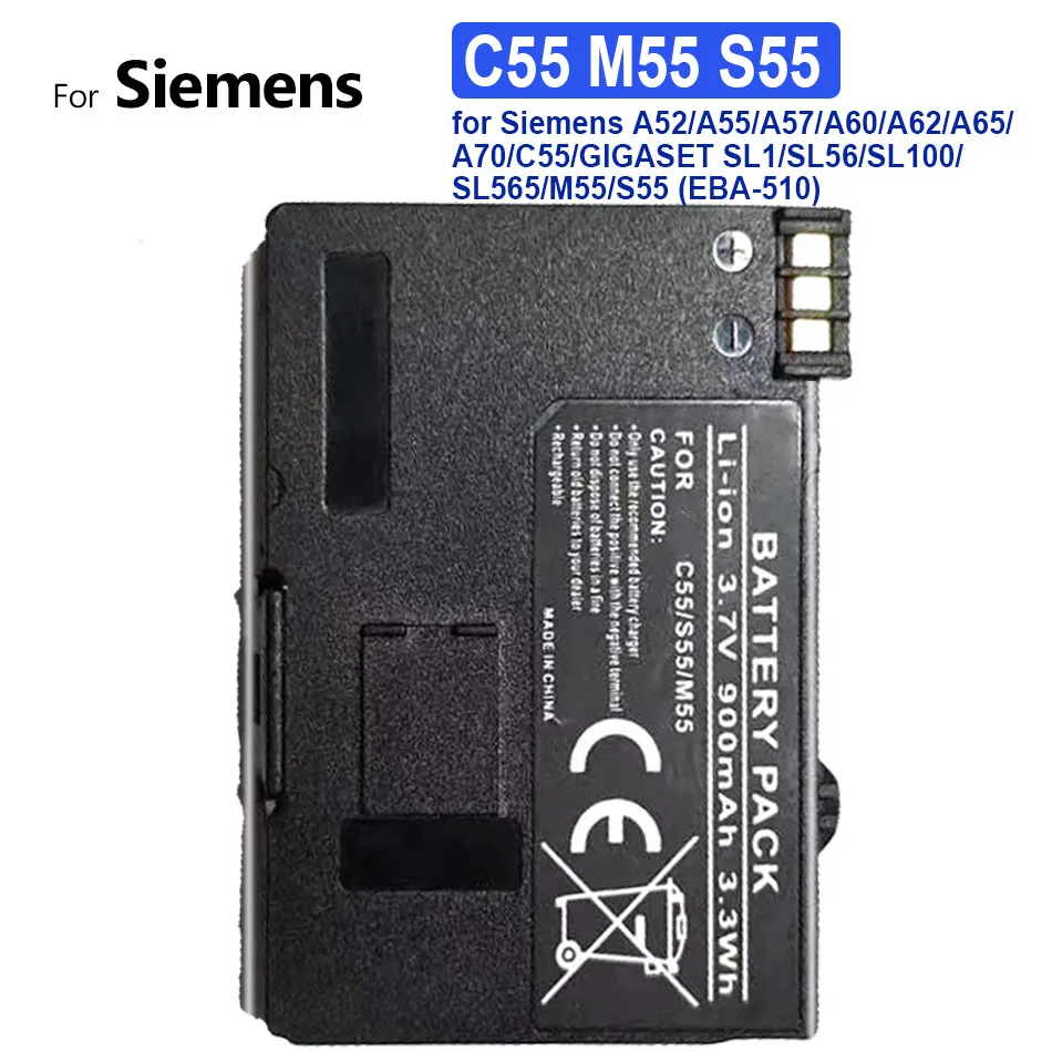 Мобильный телефон аккумулятор C55 M55 S55 900mAh для Siemens A52/A55/A57/A60/A62/A65/A70/C55/GIGASET SL1/SL56/SL100/SL5
