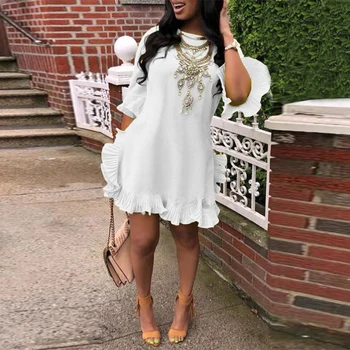 

VONDA Bohemian Dress Women Vintage Half Butterfly Sleeve Party Mini Dress 2020 Summer Sundress Casual Loose Vestidos Plus Size