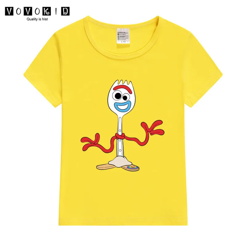 Little Girl Boy Forky Print Funny Cartoon T-shirt Chlidren Summer Top Baby T Shirt Thanksgiving Shirt