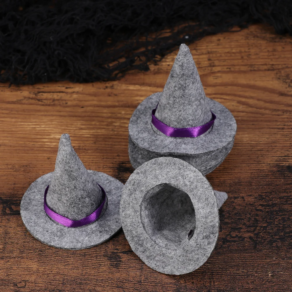 6pcs Mini Felt Witch Hats Bottle Decor for DIY Hair Accessories Crafts (Grey) | Дом и сад