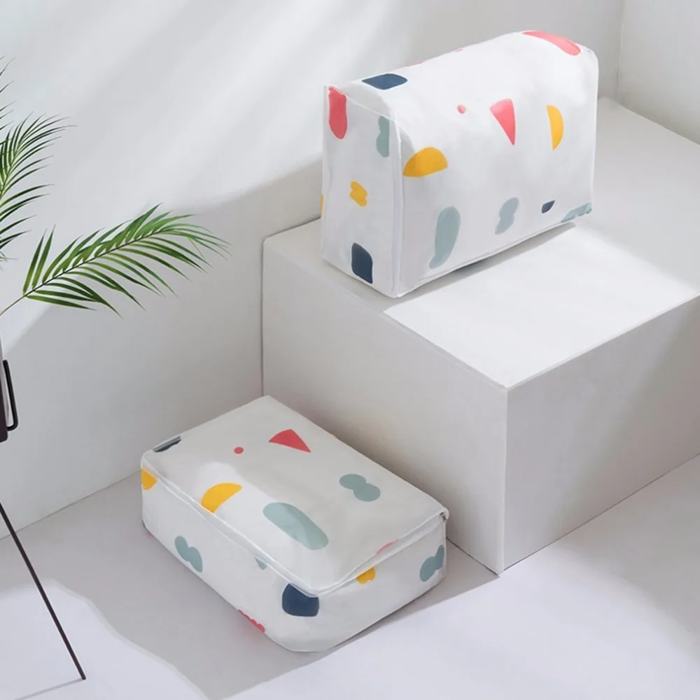 Floral/Geometry Printing Square/Barrel Storage Bag for Beddings Comforters Quilt Pillows Garments Washable Organizer Drop Ship