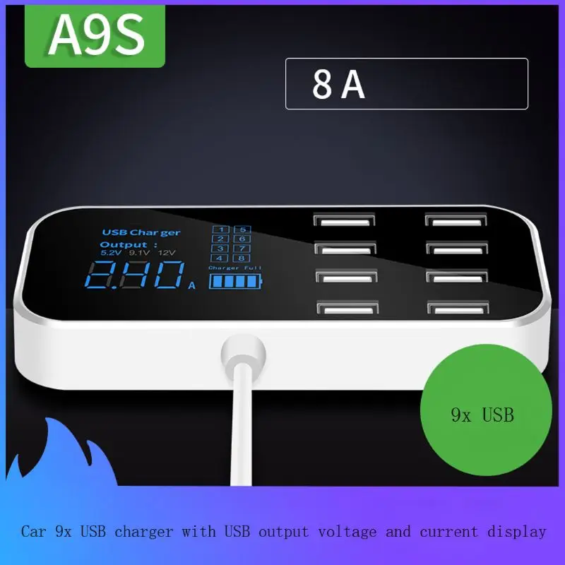 9 Ports USB Car Charger LED Current Display Charging For Mobile Phone Tablet GPS