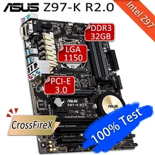Carte mère Asus 1150 R2.0, composant pc, compatible avec processeurs Intel Z97, socket LGA Z97-K, i7, i5, i3, DDR3, 32 go, PCI-E 3.0, m.2, CrossFireX, PCI-E 3.0, 1150, ATX=