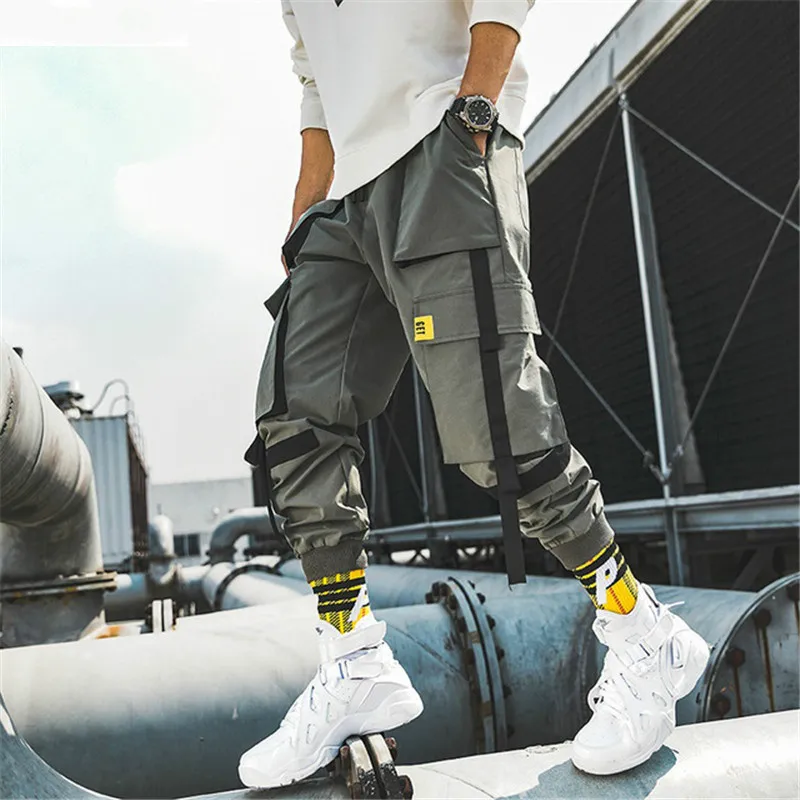 

2019 Men's Pants Overalls Casual Autumn New Japanese Style Multiple Pocket Pants Youth Hong Kong Style Handsome Trousers