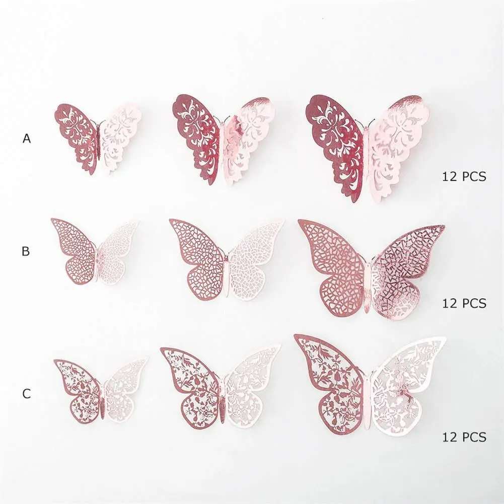 12 шт выдалбливают 3D Бабочка стикер стены гостиной задний фон стикер s украшения милые бабочки настенные декоративные наклейки