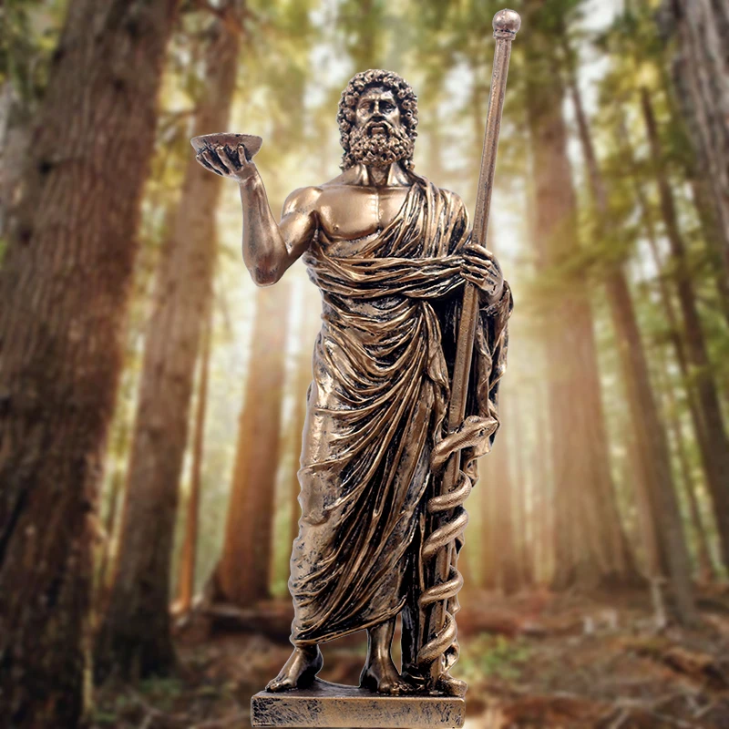 Древняя греческая скульптура Aesculapius средний возраст статуя персонажа Смола рабочего стола Ретро фигурки украшения дома R2751