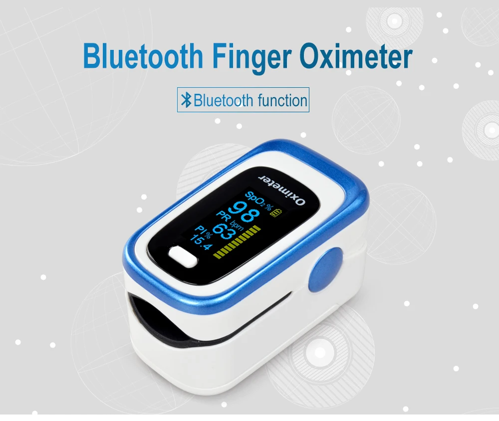 

Bluetooth Finger Pulse Oximeter SPO2 PR PI Oximetro De Dedo Blood Oxygen Saturation Pulsioximetro Health Care