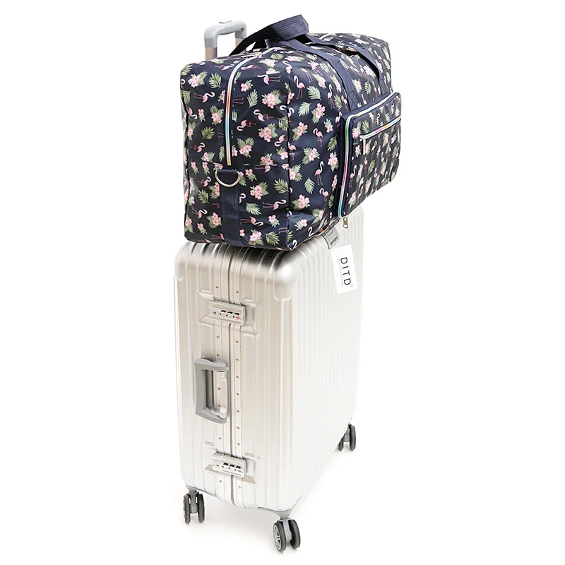 Foldable Travel Bag Women Large Capacity Portable Shoulder Duffle Bag Cartoon Printing Waterproof Weekend Luggage Tote Wholesale