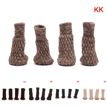 

4Pcs Chair Leg Socks Cloth Gloves Floor Protection Knitting Wool Socks Anti-slip