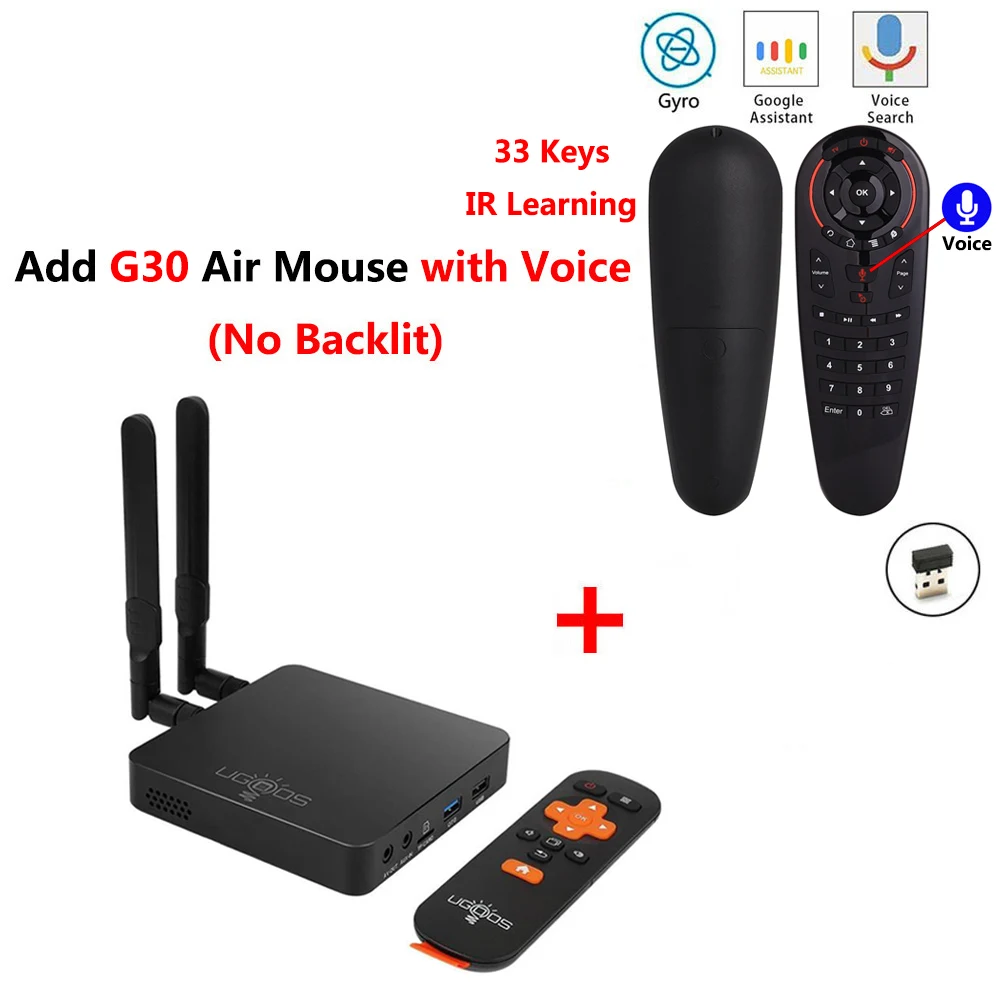 AM6 add G30S UGOOS AM6 Amlogic S922X Smart Android 9,0 tv Box DDR4 2 Гб ram 16 Гб rom 2,4G 5G WiFi 1000 M LAN Bluetooth 5,0 4 K HD медиаплеер - Цвет: AM6 add G30S
