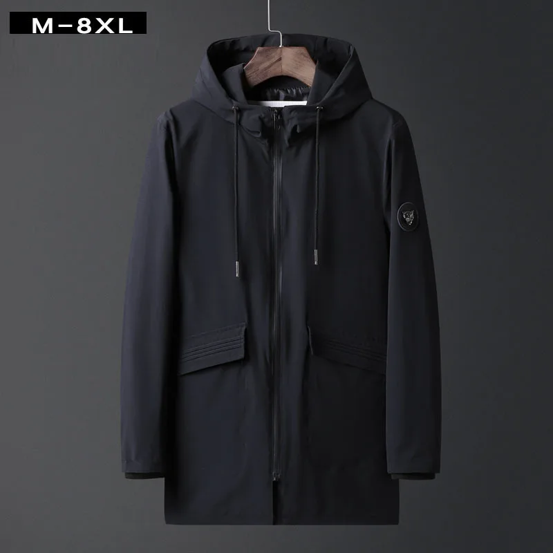 Black Большие размеры 4XL 5XL 6XL 7XL 8XL Мужская модная куртка с капюшоном и воротником 75 - Цвет: Black