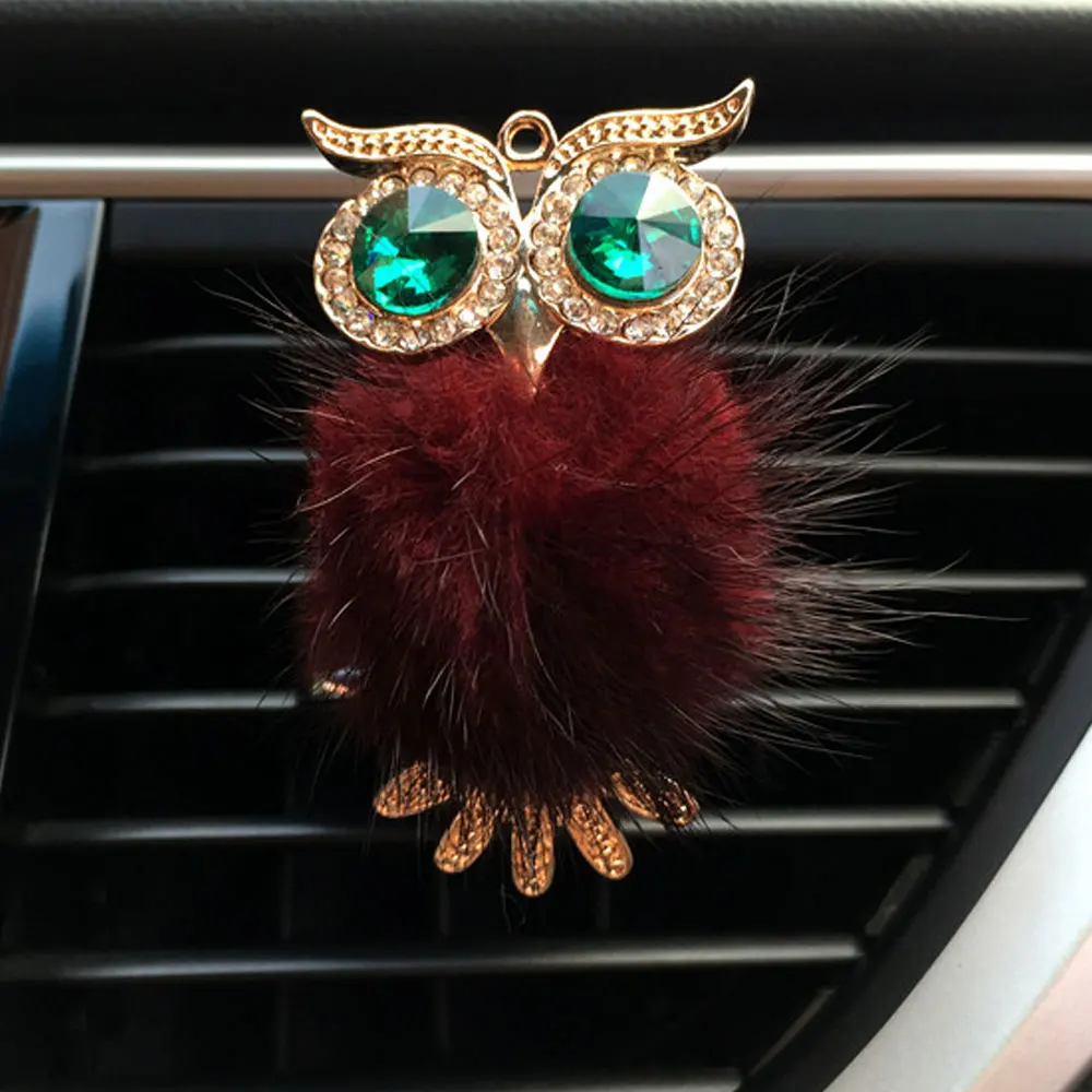 Wine Red Автомобильный освежитель воздуха, автомобильный освежитель воздуха на выходе с клипсой для духов, с кристаллами, с отверстием в виде совы, однотонный ароматизатор, автомобильный Стайлинг, аксессуары для интерьера, Декор - Название цвета: Wine Red