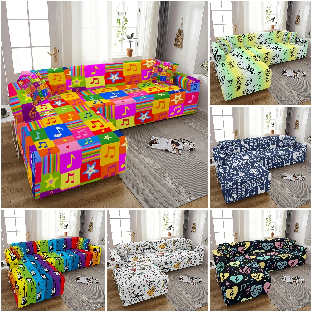 Elastic Sofa Covers for Living Room Musical Printed Sofa Slipcover