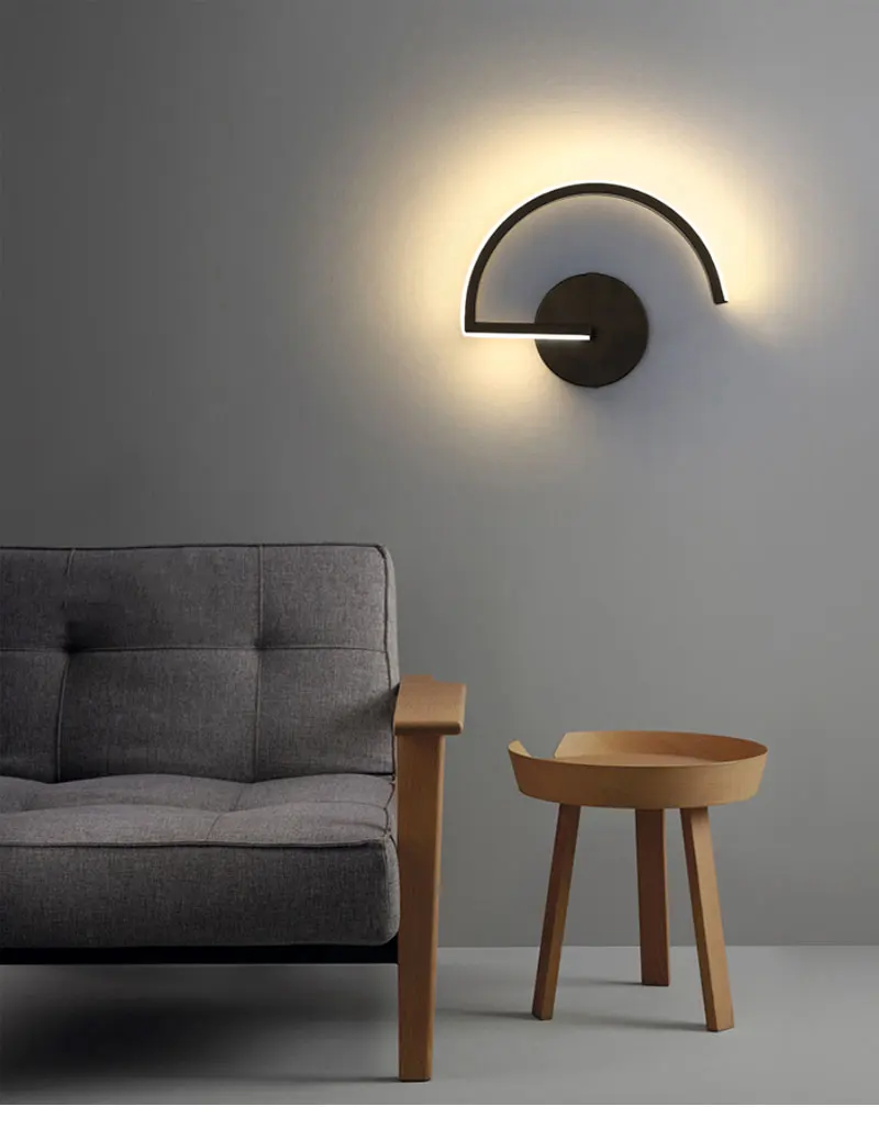 Nordic line black and white creative personality wall lamp designer decoration led bedroom bedside modern aisle wall lamp