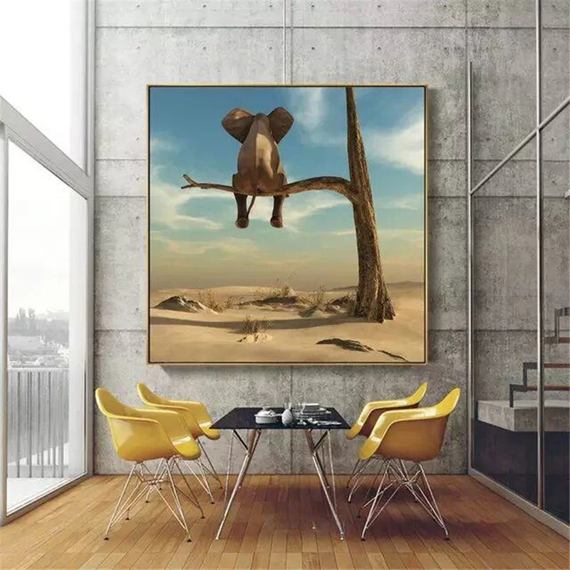 

Beautiful Natural Scenery The Back Of An Elephant Tree Canvas Painting Posters And Prints Wall Pictures For Living Room Decor