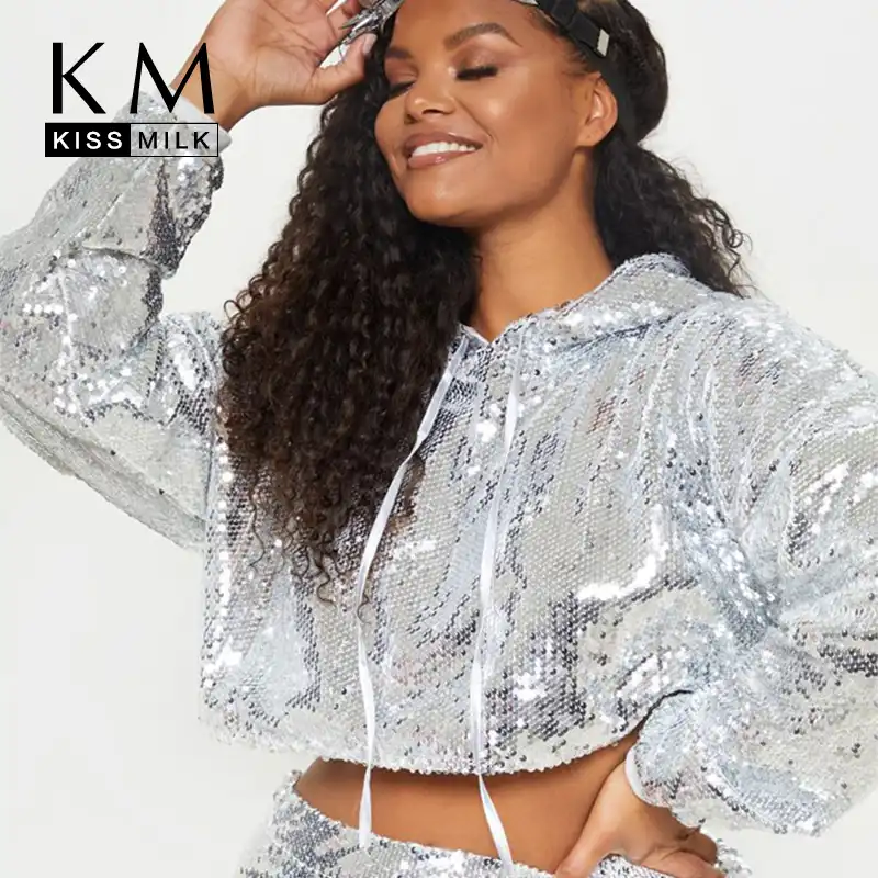 plus size sequin crop top