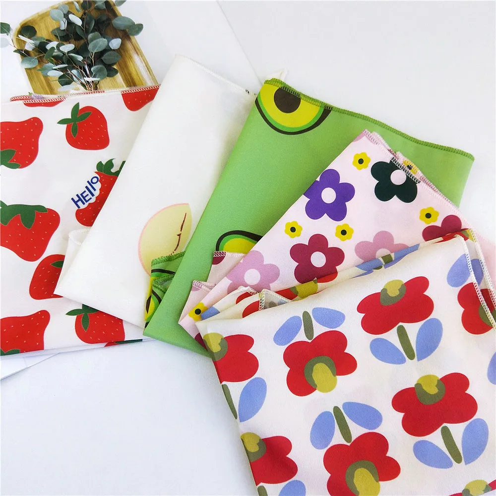 AOMU женский Шелковый шифоновый шарф квадратный декоративный маленькие шарфы цветок яблоко авокадо кран шарфы Лето Весна шали лента