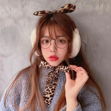 Женские леопардовые наушники с бантом, сексуальные, темпераментные, утонченные, винтажный стиль, Осень-зима, теплые, модные, плюшевые, мягкие, аксессуары для наушников