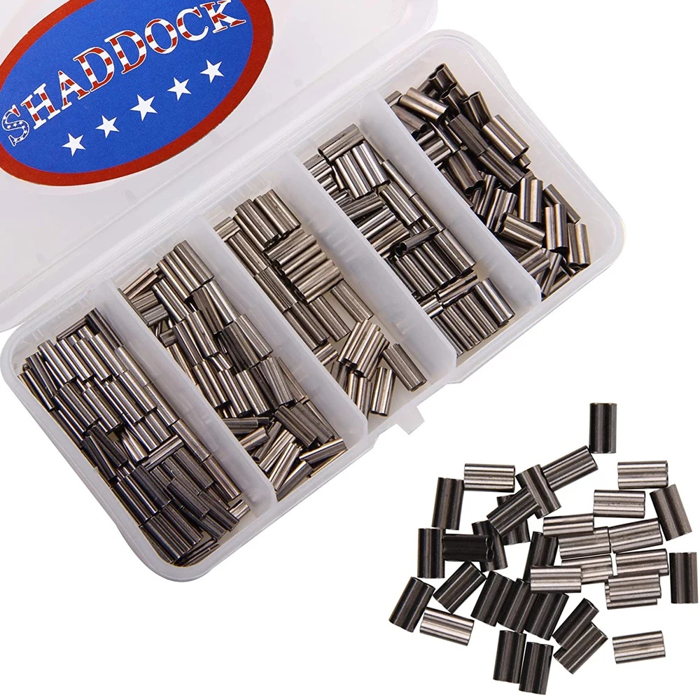 

350Pcs/Box Fishing Double Barrel Crimping Sleeves Copper Fishing Tube Connector Fishing Line Accessories Tool Size 1.2-2.0mm