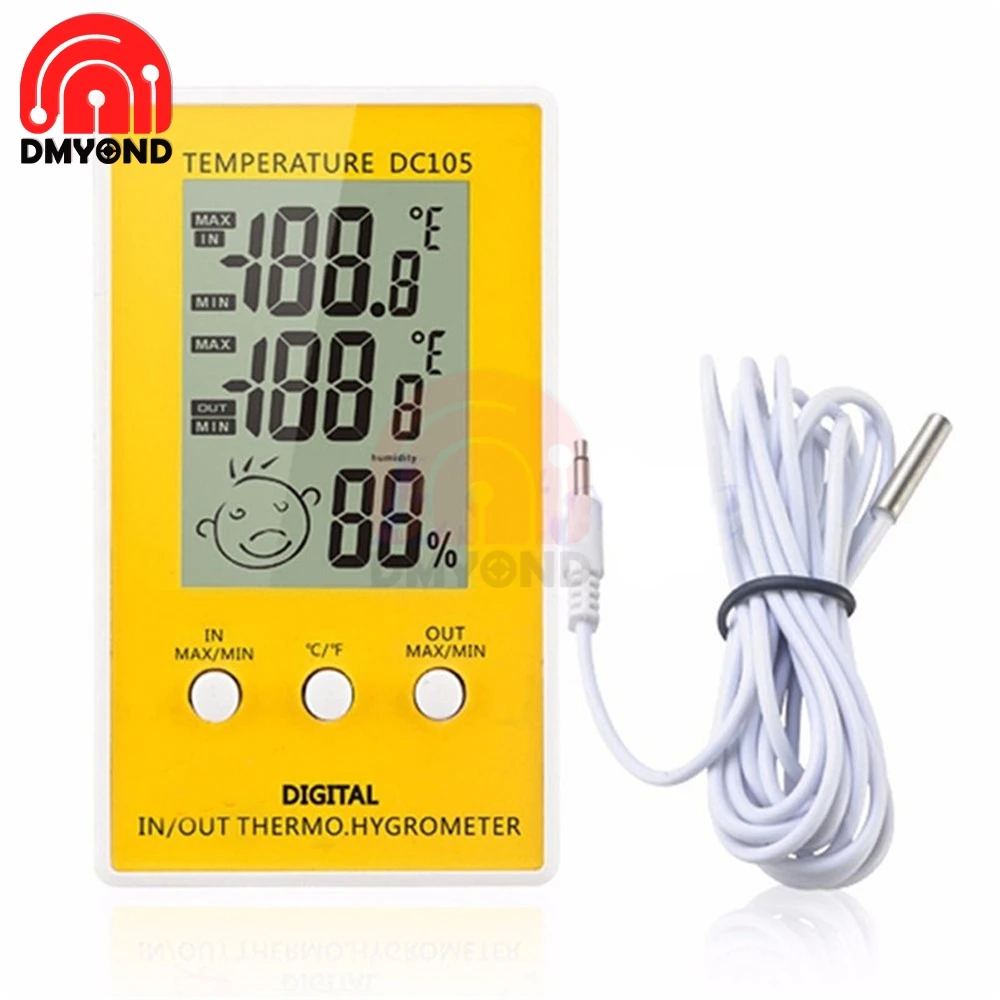 Цифровой термометр с ЖК дисплеем гигрометр измерительный кабель C/F дисплей