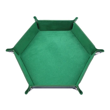 

Dice PU Leather Folding Hexagon Tray With Velvet For Entertainment Board Games Dice Storage Case Holder Rolling Tray