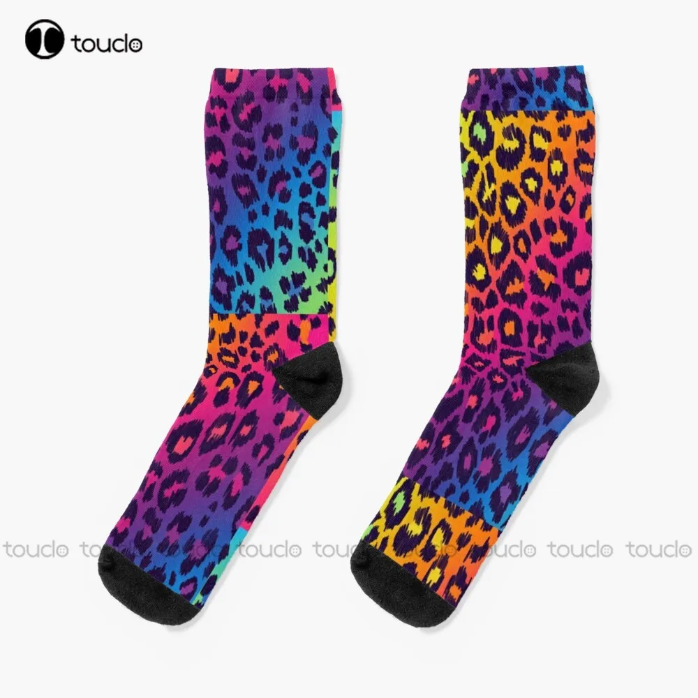 

Rainbow Leopard Socks Usa Socks Christmas Fashion New Year Gift Unisex Adult Teen Youth Socks 360° Digital Print Thanksgiving