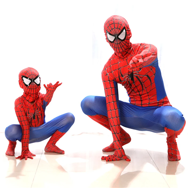 Spiderman Черный, красный костюм дедпула Человека-паука для взрослых детей Человек-паук Far FromHome Хэллоуин косплей супергероя-паука Боди Комбинезоны - Цвет: Spiderman