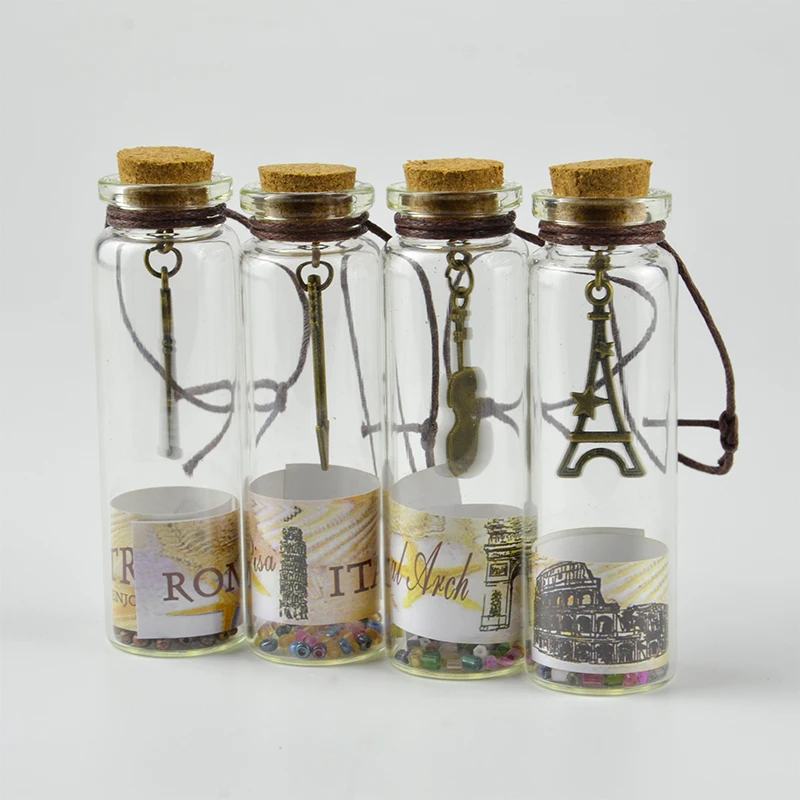 Маленькая стеклянная Ретро бутылка с мировым пейзажем маленькая пробковая