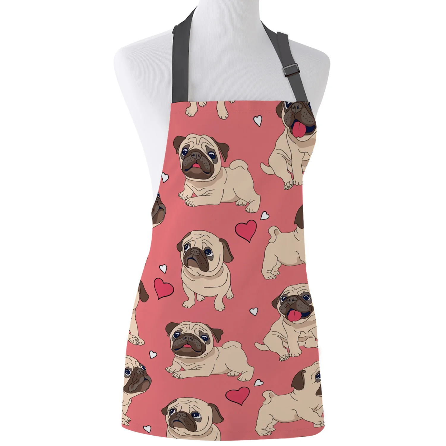 Animal Pink Pug Love Apron Adult Kids Bibs Home Cooking Baking Restaurant Kichen Aprons for Woman Cleaning | Дом и сад