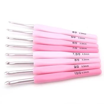 

9pcs/Set Storage Tool Soft Handle Crochet Hook Ergonomic Sweater Weaving Gradient Color Craft Knitting Needle Home Accessories
