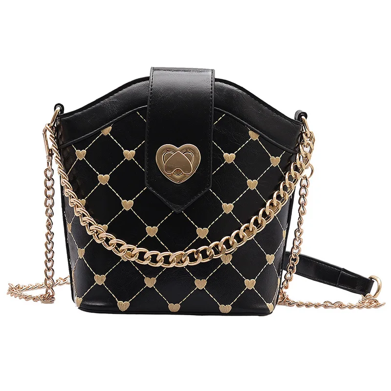 

191213 iVog New Arrival Everyday Female Small Crossbody Messenger Handbag Geometric Chain Bucket Bags for Women 2019
