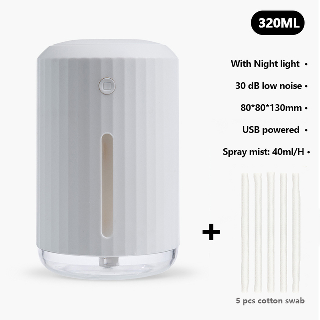 Diffuser Usb 320 ml Capacity Small Grain Ultrasonic Air Mist Maker With LED Night Lamp Mist Maker Quiet Humidifier