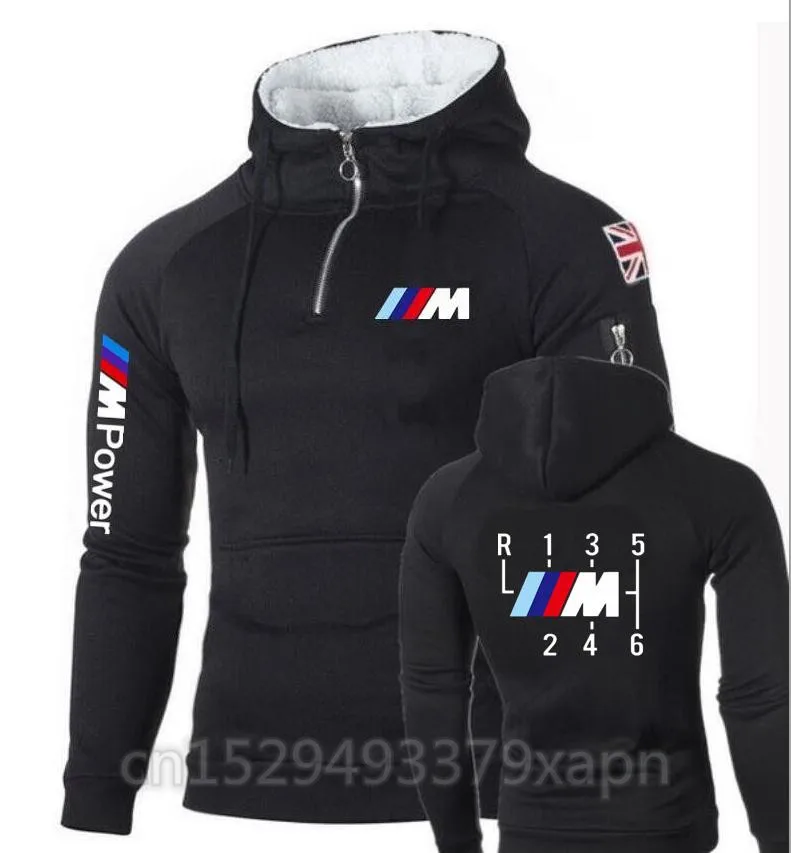 Фирменные джеггинсы для мужчин, осенне-зимнее толстое теплое флисовое пальто на молнии для мужчин s спортивный топ с длинными рукавами для мужчин BMW M power Print Hoodies - Цвет: 5
