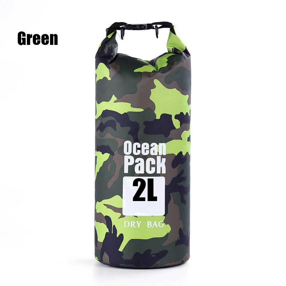 2L-Green 1 шт. 2/5/10/20/30L ПВХ Камуфляж Водонепроницаемый сухой мешок камуфляж Открытый Дайвинг Складная пляжная сумка для плавания рафтинг река океан рюкзак - Цвет: 2L-Green
