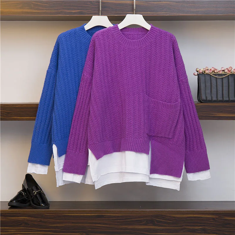ARCSINX, женский свитер размера плюс, 3XL, 4XL, XXL, модный, корейский стиль, Pull Femme, Повседневный, осень, зима, длинный рукав, пуловер для женщин