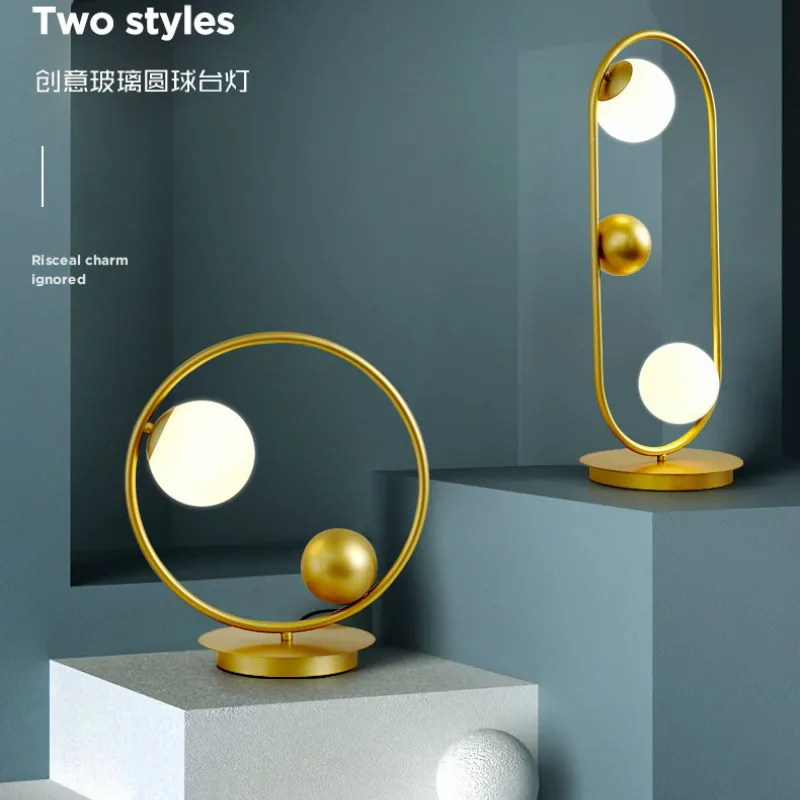 

Creative Wrought Iron Round Table Lamp Morden Bedroom Living Room Decorative Lamp Desk Model Room Eye Protection Art Table Lamps