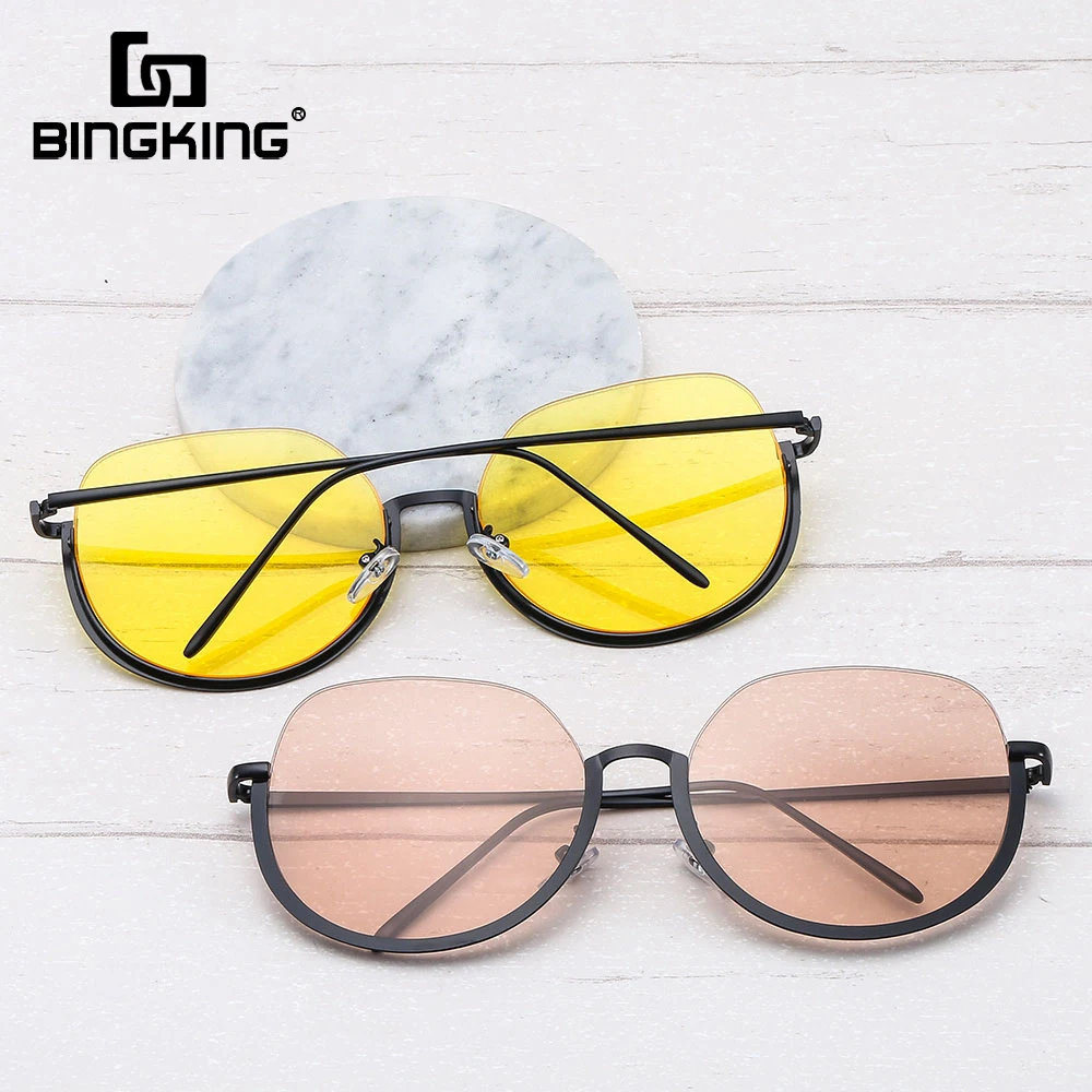 

Bingking Half Frame Rimless Sunglasses Female Brand Designer High Quality Oversized Sunglasses for Women Sunglass Uv400 Mirror