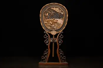 

Home Decor 6" Old Boxwood Pure Hand-Carved Mandarin ducks playing on the water screen Mandarin duck playing in water pattern woo