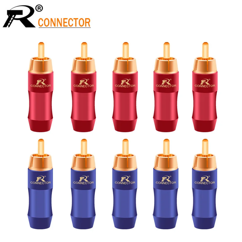 10 шт./5 пар новое поступление Позолоченный разъем RCA Штекерный адаптер для
